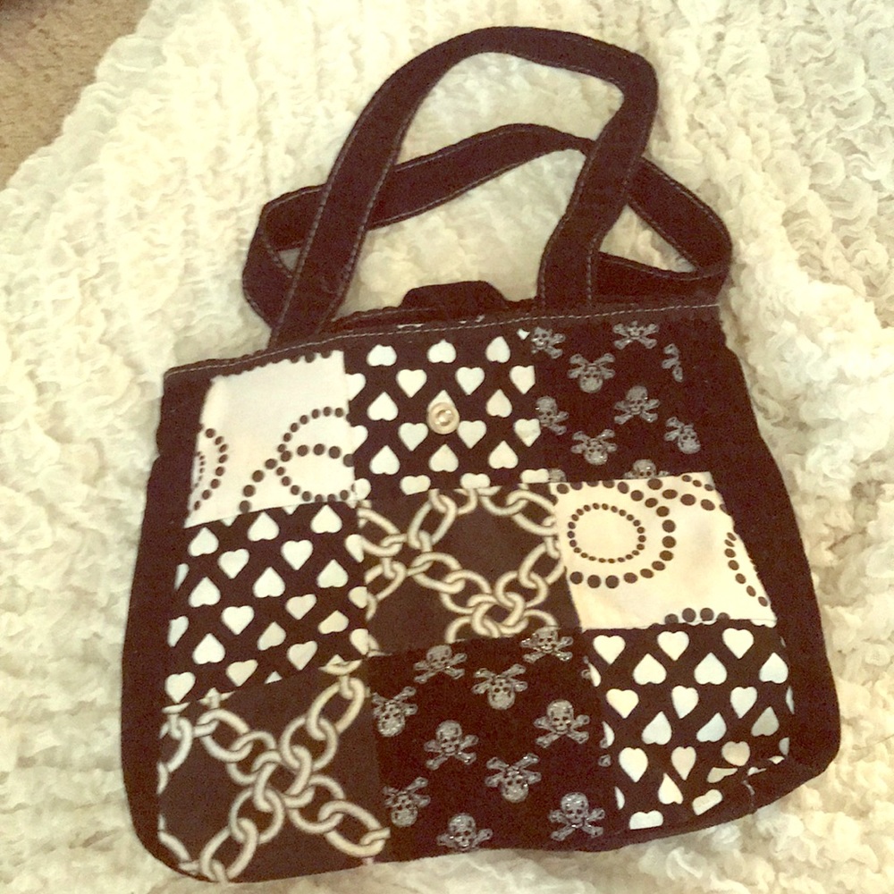 Cute little skulls, hearts and chains canvas bag - Picture 1 of 2